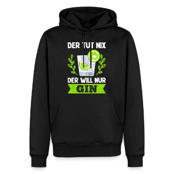 Der will nur Gin Trinker Gin - Männer Premium Bio Hoodie - Schwarz - Vorne - Nico (187cm)