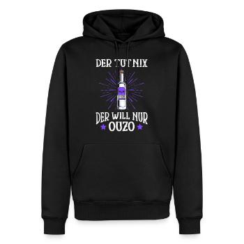 Der will nur Ouzo Trinker Grieche - Männer Premium Bio Hoodie - Schwarz - Vorne - Nico (187cm)