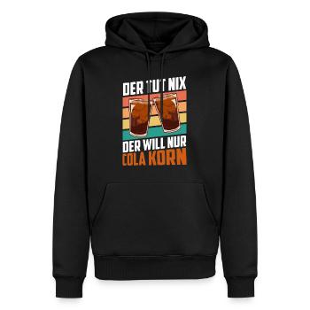 Der will nur Cola Korn - Männer Premium Bio Hoodie - Schwarz - Vorne - Nico (187cm)