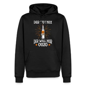 Der will nur Ouzo Trinker Grieche - Männer Premium Bio Hoodie - Schwarz - Vorne - Nico (187cm)