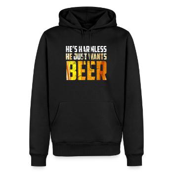 Der will nur Bier saufen Biertrinker - Männer Premium Bio Hoodie - Schwarz - Vorne - Nico (187cm)