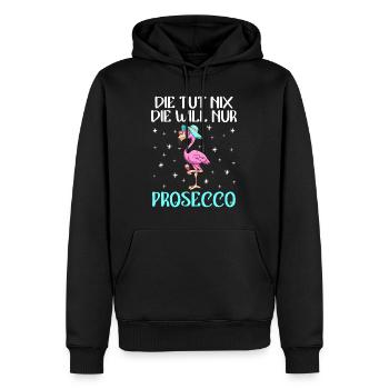 Damen Feiern Party Die will nur Prosecco - Männer Premium Bio Hoodie - Schwarz - Vorne - Nico (187cm)