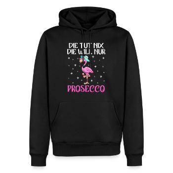 Damen Feiern Party Die will nur Prosecco - Männer Premium Bio Hoodie - Schwarz - Vorne - Nico (187cm)