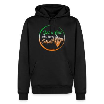 Carrot Vegetable Shirt, Just A Girl Who Loves - Men’s Premium Organic Hoodie - black - Front - Nico (187cm)