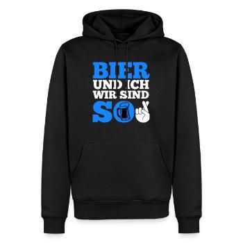 Bier und ich sind so Biertrinker Griller BBQ - Männer Premium Bio Hoodie - Schwarz - Vorne - Nico (187cm)