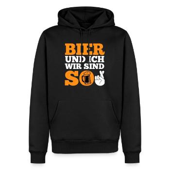 Bier und ich sind so Biertrinker Griller BBQ - Männer Premium Bio Hoodie - Schwarz - Vorne - Nico (187cm)