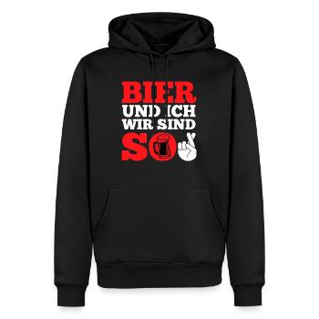 Bier und ich sind so Biertrinker Griller BBQ - Männer Premium Bio Hoodie - Schwarz - Vorne - Nico (187cm)