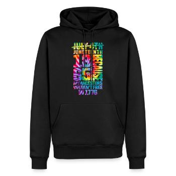 Juneteenth Day Meine Vorfahren waren 1776 nicht frei - Männer Premium Bio Hoodie - Schwarz - Vorne - Nico (187cm)