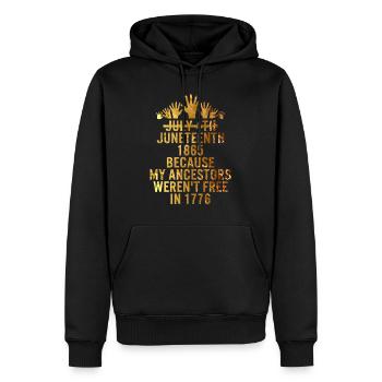 Juneteenth Day Meine Vorfahren waren 1776 nicht frei - Männer Premium Bio Hoodie - Schwarz - Vorne - Nico (187cm)