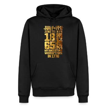 Juneteenth Day Meine Vorfahren waren 1776 nicht frei - Männer Premium Bio Hoodie - Schwarz - Vorne - Nico (187cm)