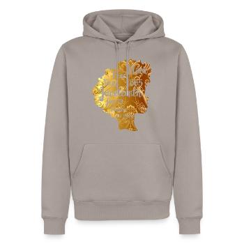 Juneteenth Hemd, Schwarze Frauen Geschenk, Natürliches Haar - Männer Premium Bio Hoodie - Taupe - Vorne - Nico (187cm)