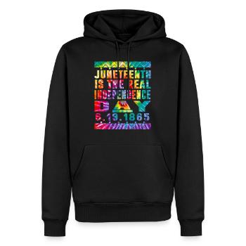 Juneteenth Shirt, BLM, Afro Femmes, Mélanine, Is - Sweat à capuche Premium bio Homme - noir - Devant - Nico (187cm)
