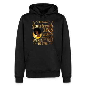 Juneteenth Shirt, Cadeau Femme Noire, Parce que Mon - Sweat à capuche Premium bio Homme - noir - Devant - Nico (187cm)