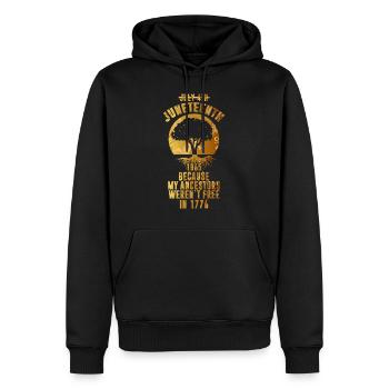 Juneteenth Day Meine Vorfahren waren 1776 nicht frei - Männer Premium Bio Hoodie - Schwarz - Vorne - Nico (187cm)