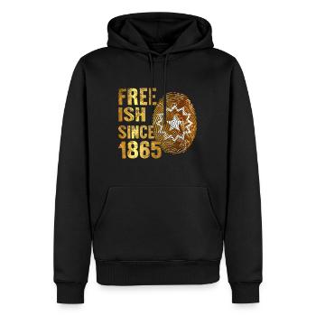 Juneteenth Flag Shirt, libre depuis 1865, - Sweat à capuche Premium bio Homme - noir - Devant - Nico (187cm)