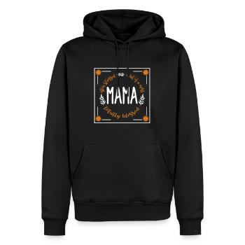 Mama Shirt, Often Stress, Bit Of A Mess, Totally - Men’s Premium Organic Hoodie - black - Front - Nico (187cm)