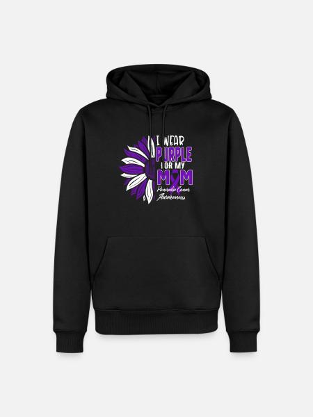 Chemise contre le cancer du pancréas, je porte du violet pour ma mère - Sweat à capuche Premium bio Homme - noir