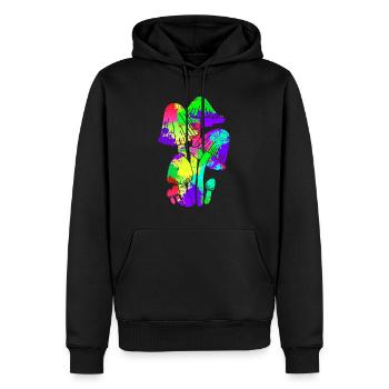 Bunte Pilze Party Pilz Pilzsammler - Männer Premium Bio Hoodie - Schwarz - Vorne - Nico (187cm)