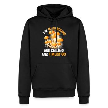 Pilzsammler Spruch die Pilze rufen - Männer Premium Bio Hoodie - Schwarz - Vorne - Nico (187cm)