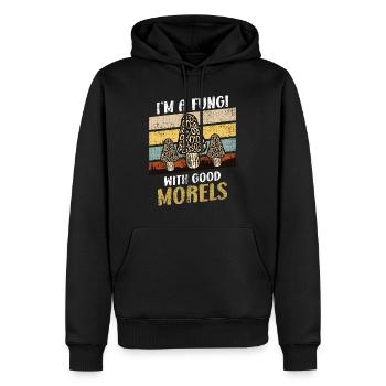 Je suis un champignon avec un bon cueilleur de champignons Morels - Sweat à capuche Premium bio Homme - noir - Devant - Nico (187cm)
