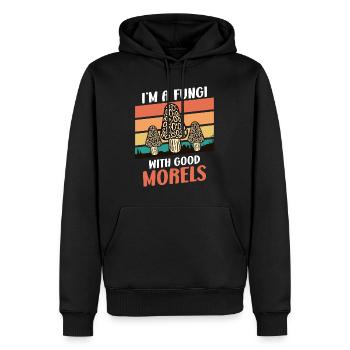 Je suis un champignon avec un bon cueilleur de champignons Morels - Sweat à capuche Premium bio Homme - noir - Devant - Nico (187cm)