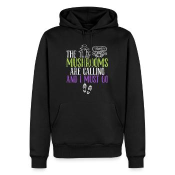 En appelant les champignons, je dois aller cueillir des champignons - Sweat à capuche Premium bio Homme - noir - Devant - Nico (187cm)