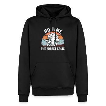 Pas de temps que la forêt appelle cueilleur de champignons vintage - Sweat à capuche Premium bio Homme - noir - Devant - Nico (187cm)