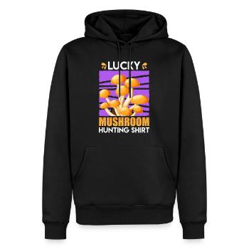 Cueilleur de champignons Lucky Mushroom Hunting - Sweat à capuche Premium bio Homme - noir - Devant - Nico (187cm)