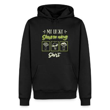 Mon collectionneur de champignons Lucky Shrooming Shirt - Sweat à capuche Premium bio Homme - noir - Devant - Nico (187cm)