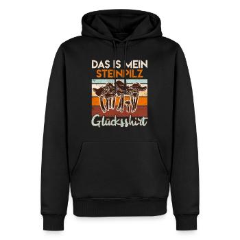 Das ist mein Steinpilz Glücksshirt - Männer Premium Bio Hoodie - Schwarz - Vorne - Nico (187cm)