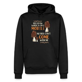 Ich kenne die besten Morchel Plätze - Männer Premium Bio Hoodie - Schwarz - Vorne - Nico (187cm)