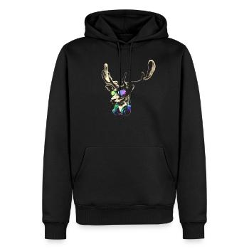 Deer DJ Brown Cool y Funny Music Animal con gafas - Sweat à capuche Premium bio Homme - noir - Devant - Nico (187cm)