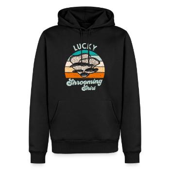 Collection de champignons Lucky Shirt Cueilleur de champignons - Sweat à capuche Premium bio Homme - noir - Devant - Nico (187cm)