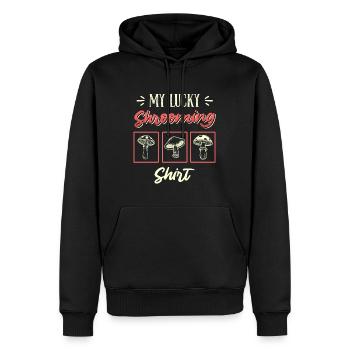 Mon collectionneur de champignons Lucky Shrooming Shirt - Sweat à capuche Premium bio Homme - noir - Devant - Nico (187cm)