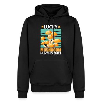 Cueilleur de champignons Lucky Mushroom Hunting - Sweat à capuche Premium bio Homme - noir - Devant - Nico (187cm)