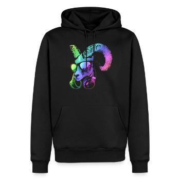 DJ Goat Cool y Funny Music Animal con auriculares - Sweat à capuche Premium bio Homme - noir - Devant - Nico (187cm)