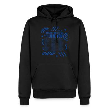 Verschiedene Möglichkeiten, zu sagen, dass ich dich liebe, Valentinstag - Männer Premium Bio Hoodie - Schwarz - Vorne - Nico (187cm)