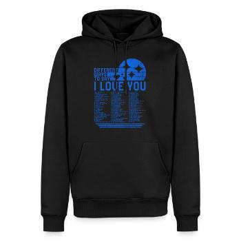 Verschiedene Möglichkeiten, zu sagen, dass ich dich liebe, Valentinstag - Männer Premium Bio Hoodie - Schwarz - Vorne - Nico (187cm)