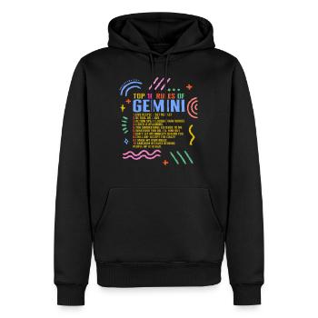 Zodiac Sign Shirt, Top 10 Rules Of Gemini Tee, - Men’s Premium Organic Hoodie - black - Front - Nico (187cm)