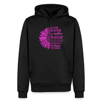 Positivity Shirt, suche nach etwas Positivem - Männer Premium Bio Hoodie - Schwarz - Vorne - Nico (187cm)