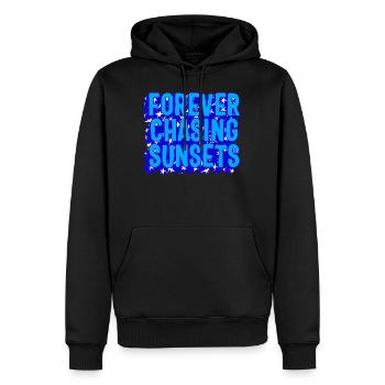 Positivity Shirt, Forever Chasing Sunsets Tee, - Männer Premium Bio Hoodie - Schwarz - Vorne - Nico (187cm)