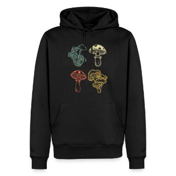 Cueilleurs de champignons vintage Cueilleurs - Sweat à capuche Premium bio Homme - noir - Devant - Nico (187cm)