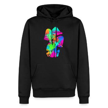 Bunte Pilze Party Pilz Pilzsammler - Männer Premium Bio Hoodie - Schwarz - Vorne - Nico (187cm)