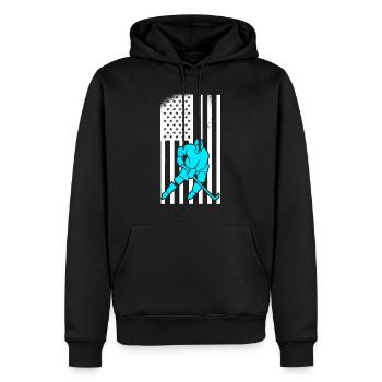 USA Flagge Eishockey - Männer Premium Bio Hoodie - Schwarz - Vorne - Nico (187cm)
