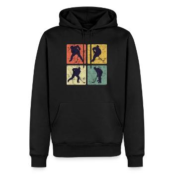 Vintage Eishockey Hockey Spieler - Männer Premium Bio Hoodie - Schwarz - Vorne - Nico (187cm)