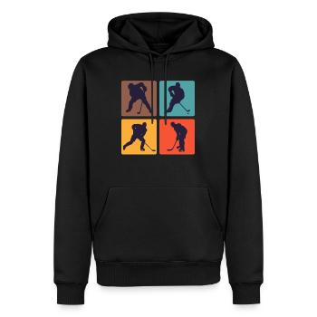 Vintage Eishockey Hockey Spieler - Männer Premium Bio Hoodie - Schwarz - Vorne - Nico (187cm)