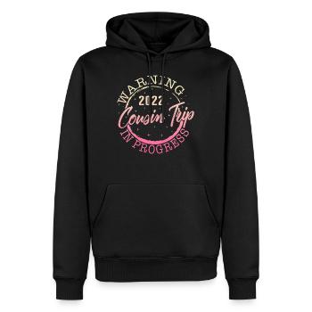 Chemise Cousin Trip 2022, Avertissement en cours, - Sweat à capuche Premium bio Homme - noir - Devant - Nico (187cm)