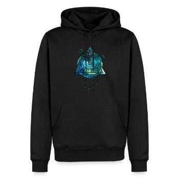 Géométrie Sacrée Cosmos Symbole Wicca Spirituel - Sweat à capuche Premium bio Homme - noir - Devant - Nico (187cm)