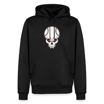 Logo de crâne de baseball Grunge vintage - Sweat à capuche Premium bio Homme - noir - Devant - Nico (187cm)
