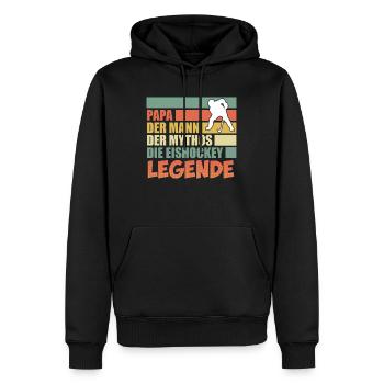 Papa der Mann der Mythos die Legende - Männer Premium Bio Hoodie - Schwarz - Vorne - Nico (187cm)